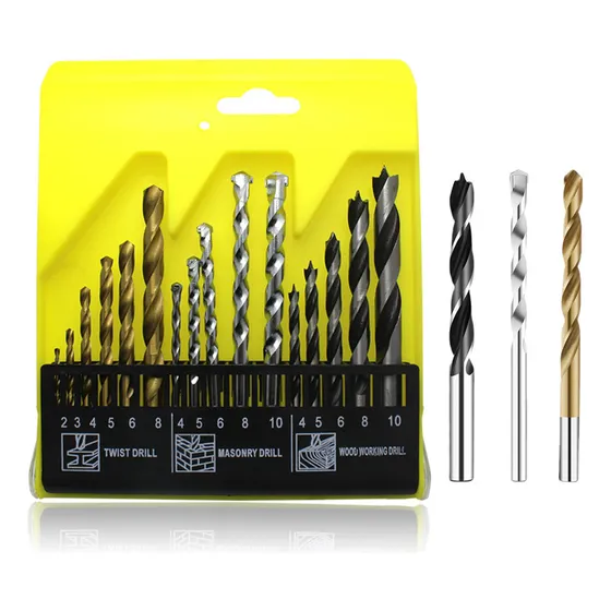 ATVERCE Juego De Brocas De Acero Para Metal Concreto Y Madera 16 Pzs