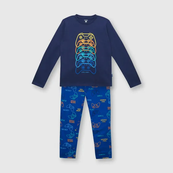 Pijama De Algodón De Niño Azul (2 A 12 Años) Colloky