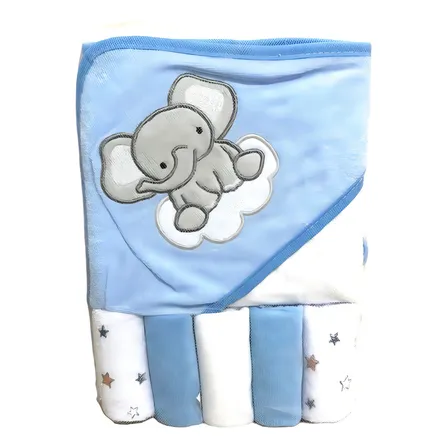 Set Toalla Con Capucha Bebes Niños + Toallitas Multiuso Baño Color Niño