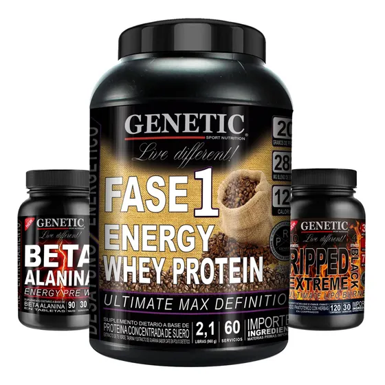 Anabol 3 Energía Masa Muscular Magra Ripped Whey F1 Genetic
