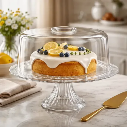 Prato / Boleira Gourmet Ruvolo Vidro + Tampa Plástica 32cm