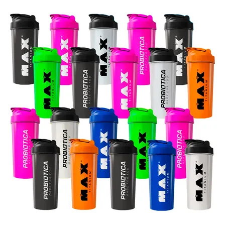 Coqueteleira Max Titanium Probiótica Kit 20 Unidades Atacado