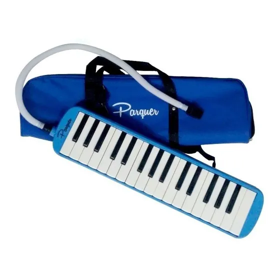 Melodica A Piano Parquer 32 Notas Con Funda Manguera Color Azul
