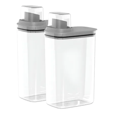 Kit 2 Dispenser Organizador Lavanderia C/ Copo Medidor 2,3l Cor Cinza