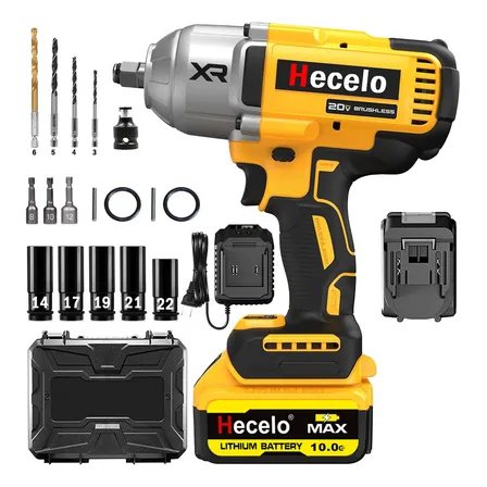 990 N.m Pistola Impacto Llave Taladro Inalámbrica Sincarbono Amarillo