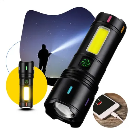 Lanterna Tática Militar Sabre De Luz Potente Mais Forte 2km Powerbank Led Usb Recarregável Profissional Zoom Blindada... Preto Branco