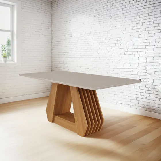Mesa De Jantar Retangular 180x90cm Tampo Mdf/vidro Agata