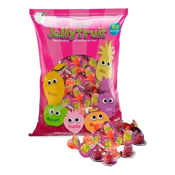 Mini Jaleas Jelly Fruit Bolsa Con 50 Unid Para Cumpleaños