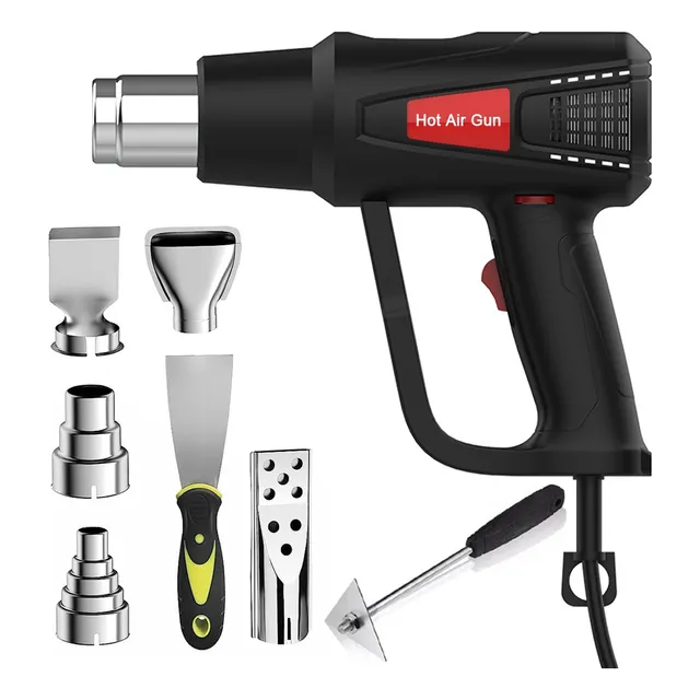 Pistola Eléctrica Calor Temperatura Ajustable 2000w Goncon Color negro