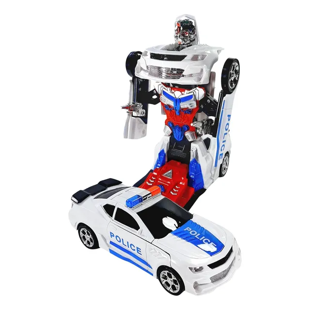 Auto Policia Transformer Luz Sonido Sirena Musica Movimiento