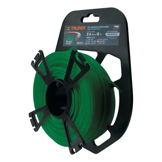Hilo Redondo Para Desbrozadora Verde 2mm X 120 Metros Truper Color Verde claro