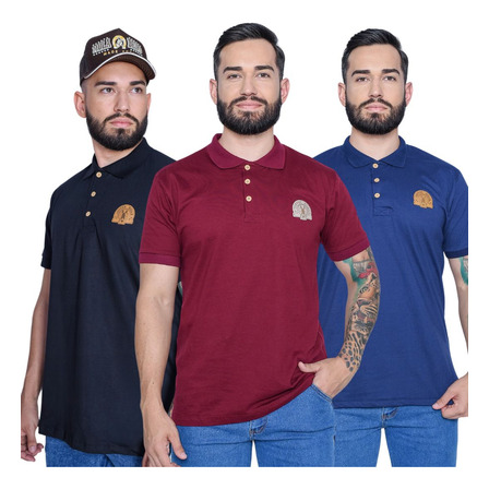 Kit 3 Camisetas Masculina Country Muladeiro Gola Polo Kit 3 Camisetas Masculina Country Muladeiro Gola Polo