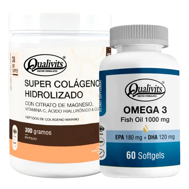 Super Colágeno Hidrolizado 5 En 1 + Omega 3 X 60 - Qualivits