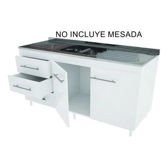 Bajo Mesada Muebles de Cocina Orlandi 3014 1.40 Blanco S