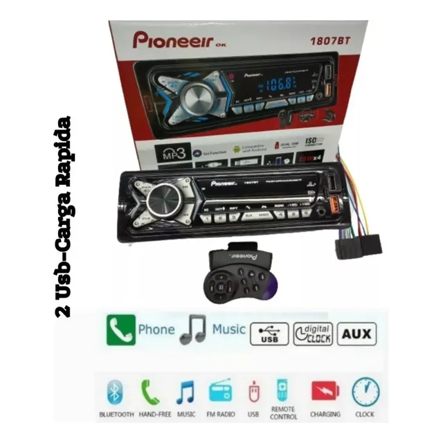 Reproductor Pioneer Bluetooth De Carro Mp3 Usb Radio Control