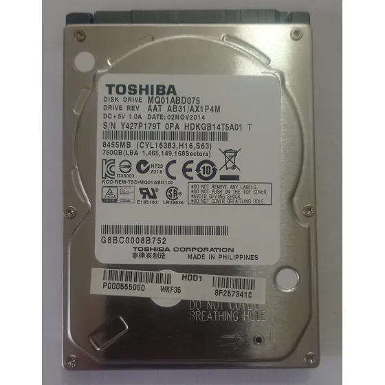 Disco Duro 2.5 Toshiba Mq01abd075 750gb