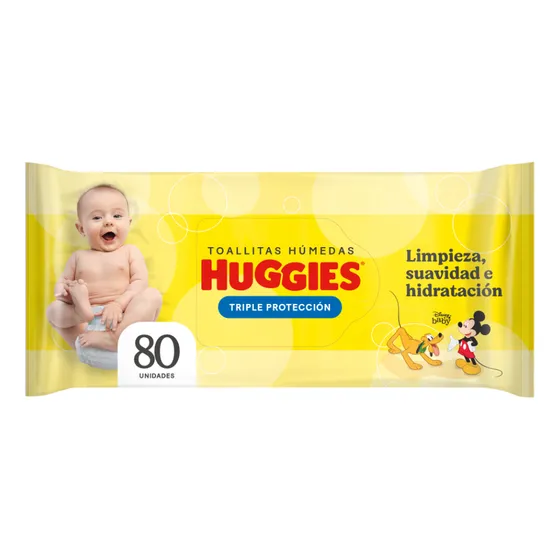 Toallitas Humedas Huggies Triple Proteccion Con Aloe Vera Y Manzanilla X 80 Unidades Limpieza Suavidad E Hidratacion