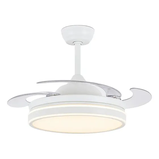 Ventilador De Techo Retractil 4 Aspas Control Remoto Ambi O 1.1 M Blanco Transparente Plástico 4