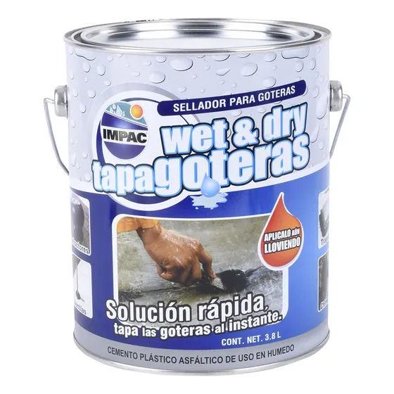 Tapa Goteras Impac Negro Sellador Techos Grietas Fisura 1 Gl