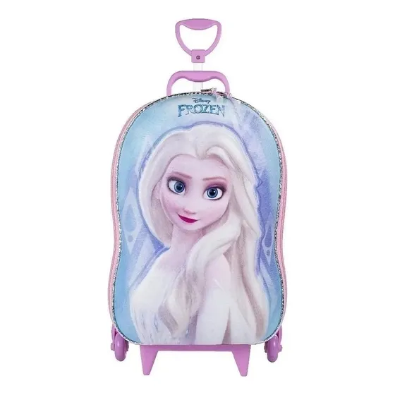 Mochila Escolar 3d Infantil Elsa Frozen Disney Cor Azul-celeste