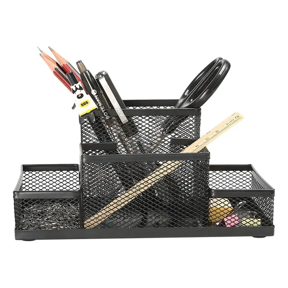 Porta Lapices Canasto Organizador Metal Multiuso 20x10cm