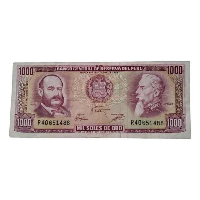 Antiguo Billete Perú Mil Soles De Oro