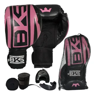 Kit Boxe Bks Luva Bandagem Bucal Feminino Profissional Kit Boxe Bks Luva Bandagem Bucal Feminino Profissional