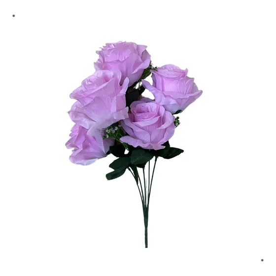 Buquê De Rosa Flor Artificial 43cm 5 Flores Grandes Realista
