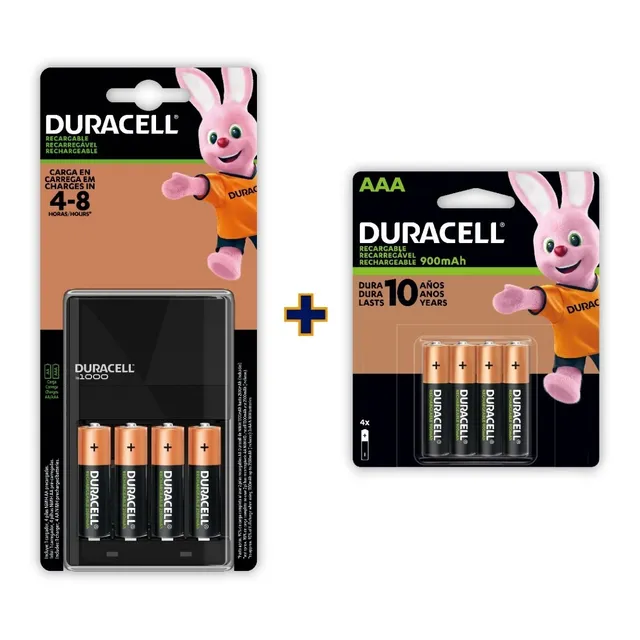 Kit Cargador Duracell + 8 Pilas (4 Aa 2500 + 4 Aaa 900 Mah)