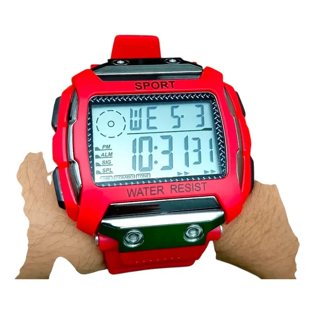 Reloj Digital  Goma Cuadrado Alarma Cronómetro Luz