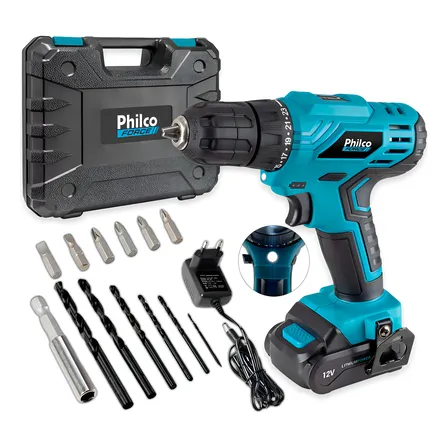 Furadeira Parafusadeira Sem Fio De 10mm Philco Ppf12m + Acessório