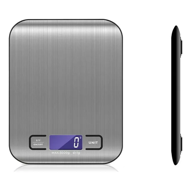 Bascula Digital Cocina Para Alimentos Gramera Pilas Plateado 5 Kg