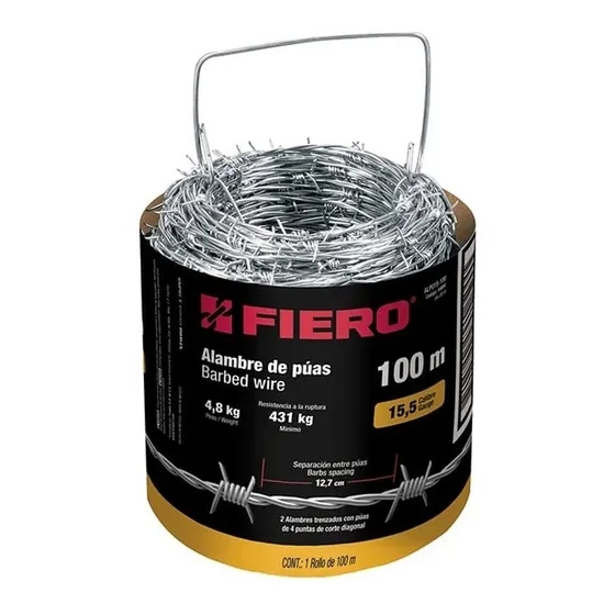 Alambre De Puas Acero Al Carbono Rollo 100 Mts Fiero Truper