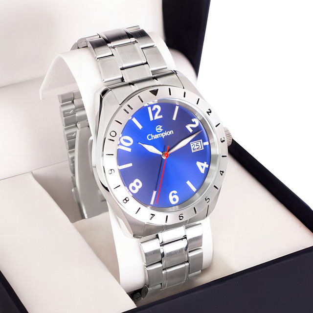 Relógio Champion Masculino Aço Prata Azul Original Cor Do Bisel Como Na Foto Cor Do Fundo ... Relógio Champion Masculino Aço Prata Azul Original Cor Do Bisel Como Na Foto Cor Do Fundo ...