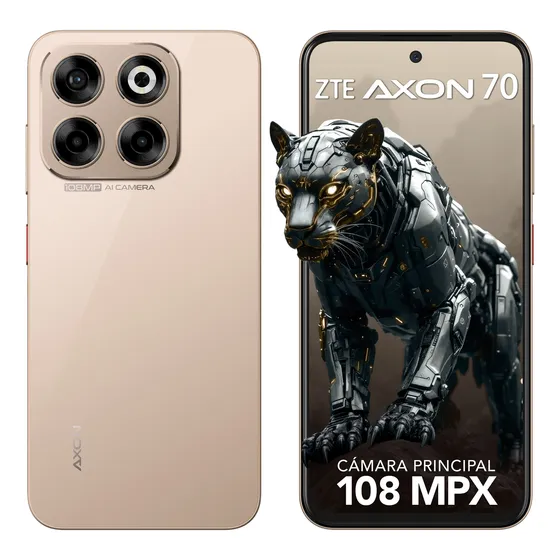 Zte Smartphone Axon 70 Dorado 6.7 120hz, Camara 108mp Y 256gb+16gb Ram(6gb+10gb Dimamica), Batería 5000mah Carga Rápida, Android 14 Dorado