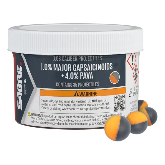 Repuesto De Pimienta En Bolas Cal 0.68 Marca Sabre X 35 Amarillo 17.272 Mm