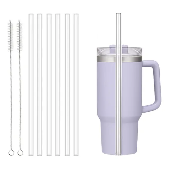 Pajitas Reutilizables Para Vaso De 40 Onzas, Popotes De Repuesto De Plástico Para Stanley Cup, Para Vaso Simple Y Moderno De 40 Onzas, Paquete De 6 Pajitas Transparentes Con 2 Cepillos Limpiador De
