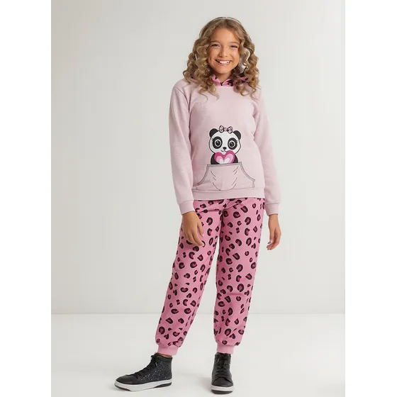 Conjunto Blusão De Inverno E Calça Moletom Infantil Menina