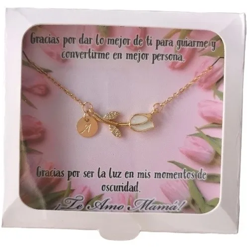 Cadenita De Tulipán Con Inicial Personalizada