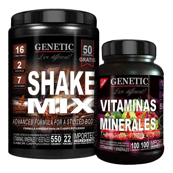 Reemplaza Comidas Shake Mix + Vitaminas & Minerales Genetic