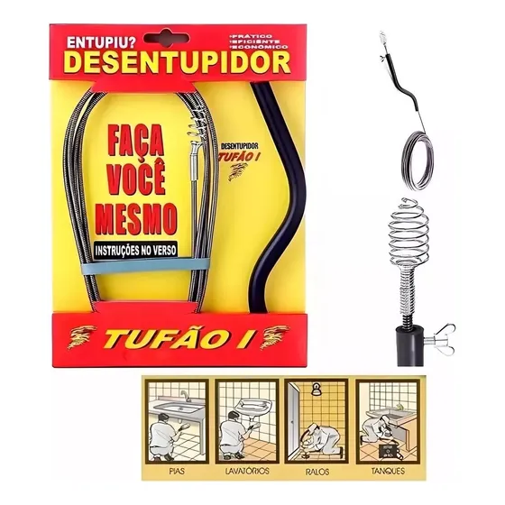Desentupidor Tufão 5 Metros Manunal Para Vasos Sanitário Tubulações Caixa De Inspeção Ralos Pias Calhas Canos Overtime