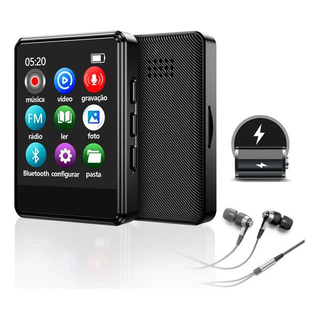 Leitor De Mp4 Mp3 Player Slim Audio Bluetooth Video Rádio Fm