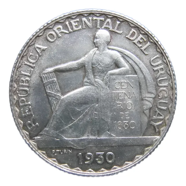 Antigua Moneda De Plata Uruguay 20 Cent 1930 Muy Buen Estado