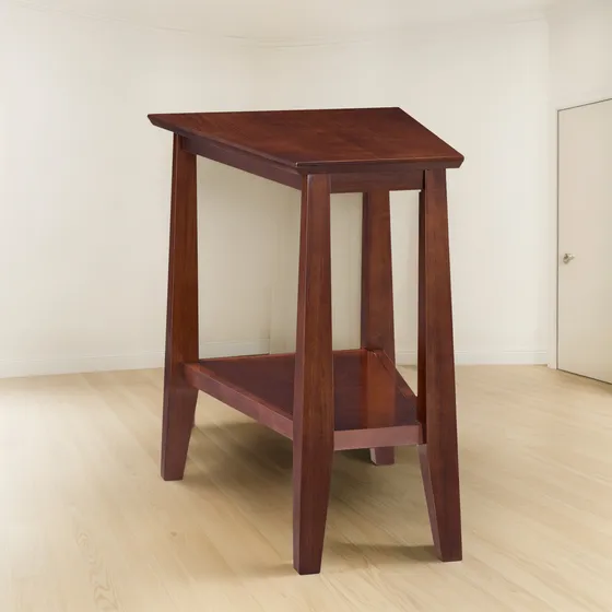 Meza Compacta De Madera Con Estante Reclinable Y Ensamblaje 
