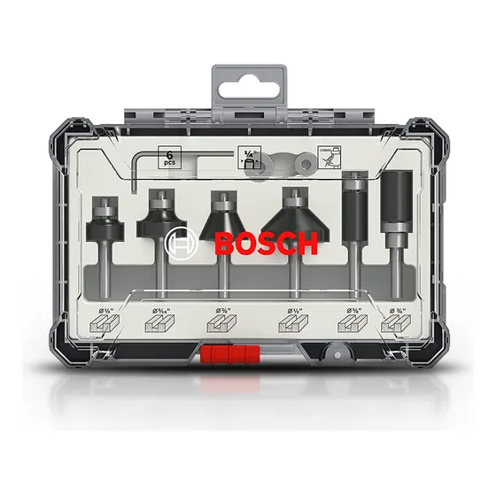 Set 6 Fresas Kit Bosch Para Router Fresadora Juego 1/4  