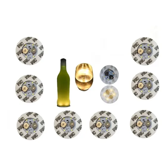 Base Adhesiva Luminosa Led 6cm Para Vaso/botella Pack X 10