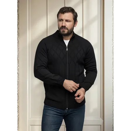 Jaqueta Masculina Tricô Inverno Lã Mescla Dallas 7137 Quente Preto G