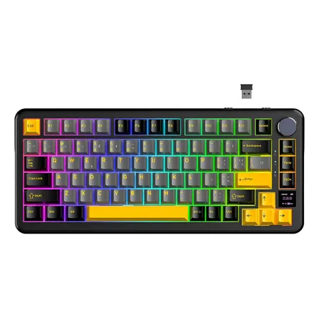 Teclado Mecânico Sem Fio Attack Shark X85pro 75% Tela Tft Preto Estrelado Português Brasil