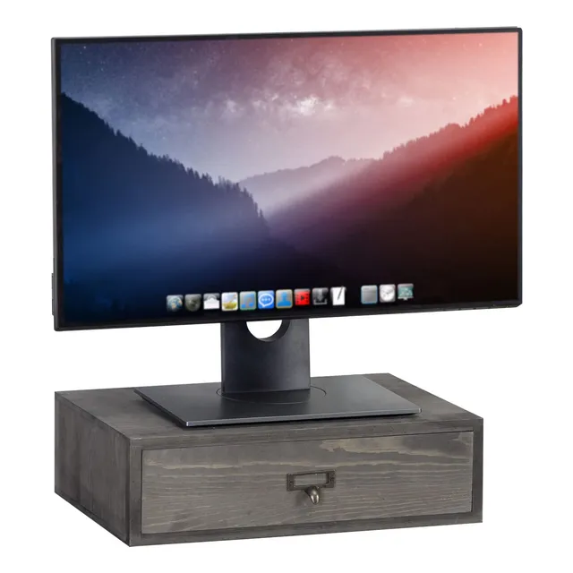 Soporte Elevador Para Monitor Con Cajón De Madera