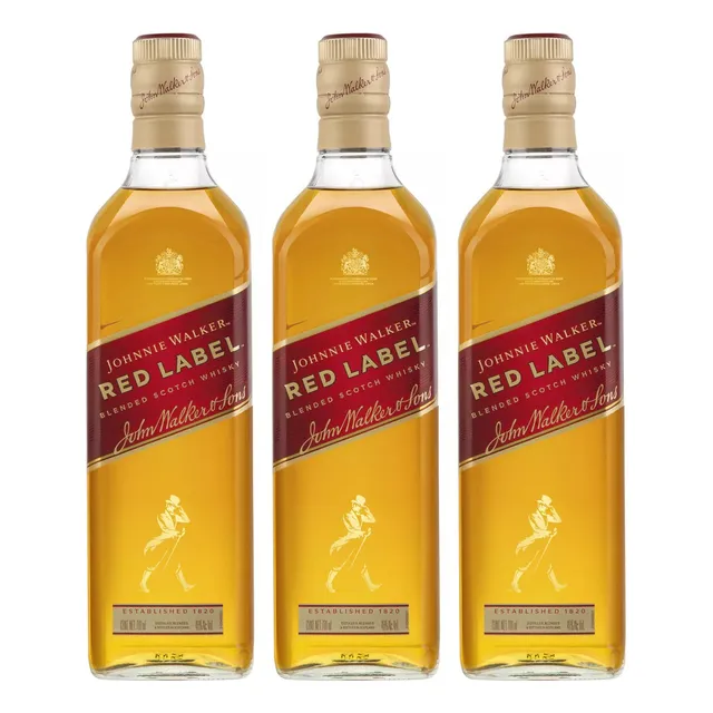 Johnnie Walker Red Label Whisky 750 Ml 3 Pack 3 Piezas